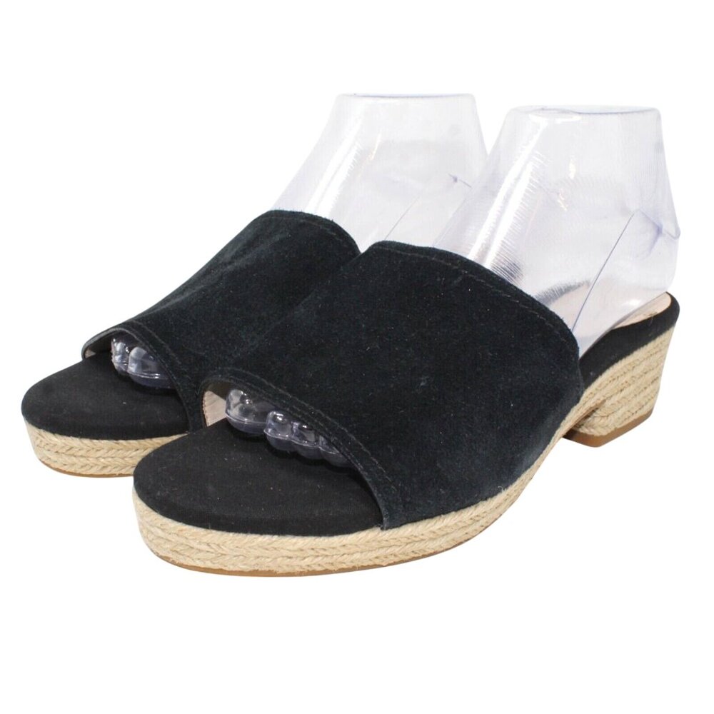 Cole Haan Sandals Womens 9.5 Giselle Espadrille Slide Black Suede Mule W10016 - Picture 5 of 12